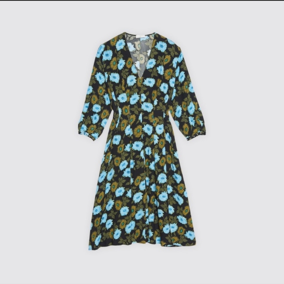 NEW-Sandro Fraternite Embellished Floral Dress, Size 36 - Picture 3 of 10